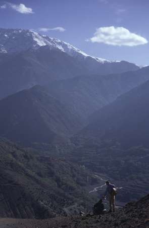 photo of Morocco, high Atlas, around mount Toubkal, panoramic mountain view,